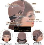 ⁦22Inche Straight Lace Front Wig Double Drawn Human Hair Pre Plucked Transparent13x4 Lace Frontal Wigs Human Hair with Baby Hair 200% Density Brazilian Human Hair Wigs for Woman Chocolate Brown #4⁩ - الصورة ⁦3⁩