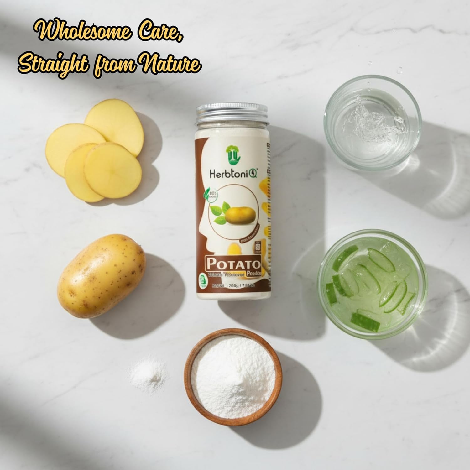 715fpo4BUxL._AC_SL1500_.jpg Herbtoniq Potato Face Pack Powder for Skin Whitening, Acne Reduction, Tan Removal, Depigmentation, Reduce Spot and Dark Circle | Face Pack for Glowing Skin | Pure and Natural | Unisex | 200 Grams - الصورة 3