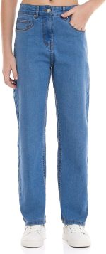 ⁦R&B Girls 125-0233Tg344-4 Solid Straight Fit Jeans With Button Closure⁩ - الصورة ⁦2⁩