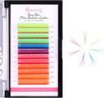 Beauty7 Colored Lash Extensions Easy Fan Neon Rainbow Lashes 7 Colors Classic Lashes Volumn Lashes Ombre Lash Extensions Self Fanning D+ Curl 0.07mm 13mm 15mm Dramatic Eyelashes - الصورة 3