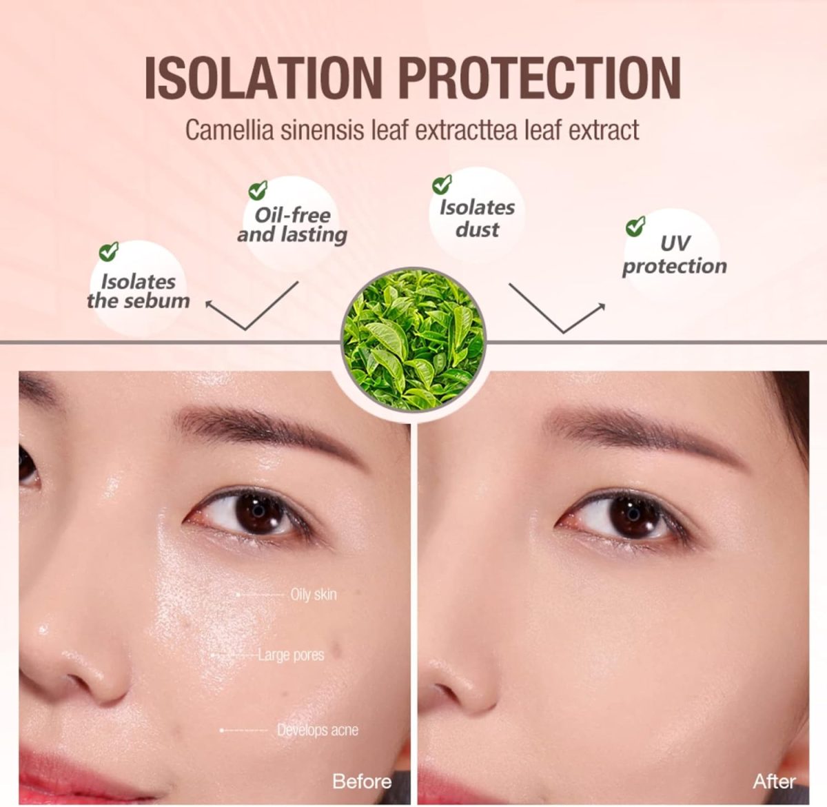 ⁦JDLYEVER Pore Makeup Primer - Soft Focus Invisible Concealer, Moisturizing Lightweight Texture, Long-Lasting Formula With Anti-Aging Sun Protection for All Skin⁩ - الصورة ⁦5⁩