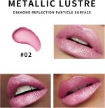 احمر شفاه لامع للنساء، احمر شفاه بينك دايموند لامع مقاوم للماء ويدوم طويلا، كوب مرطب شفاه ملون معدني غير لاصق، لون شفاه كريمي ناعم، ملمع شفاه لامع للحفلات المسرحية - 02 - الصورة 6