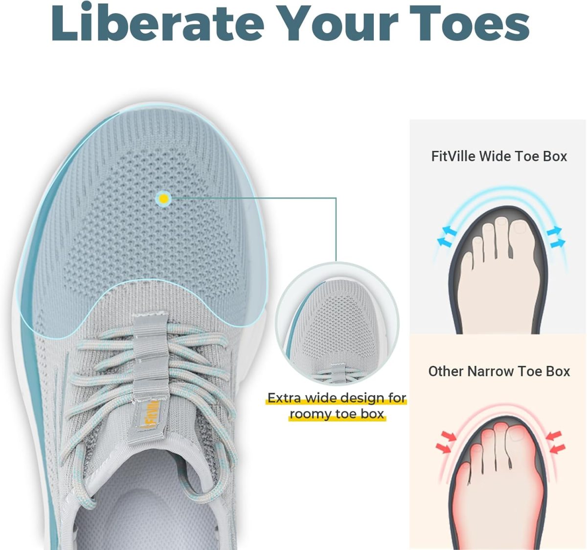 ⁦FitVille Men's Wide Walking Shoes Athletic Sneakers Lightweight Workout Slip-on Shoes for Flat Feet - Cloud Strider V1⁩ - الصورة ⁦3⁩