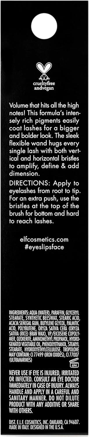 718c6wBy98L._AC_SL1500_.jpg e.l.f. Lash It Loud Mascara, Volumizing & Intensely Pigmented Formula For Fuller & Bolder Lashes, Adds Dimension, Vegan & Cruelty-Free, Black, 1.1 Oz - الصورة 6