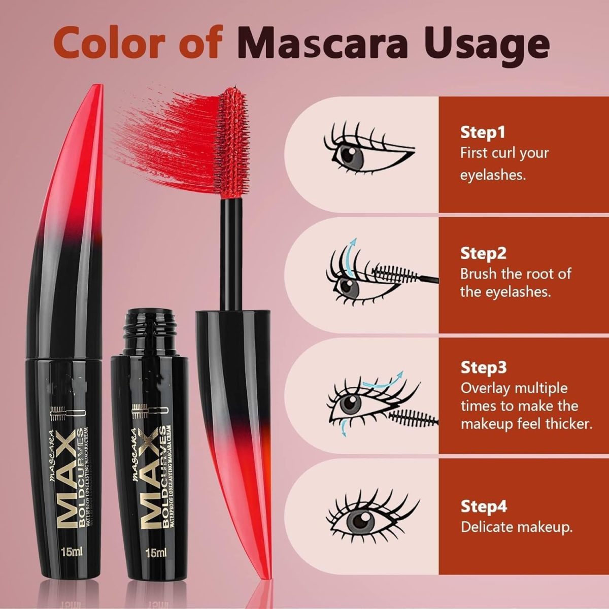 ⁦Colored Mascara Set, 6 Colors Colored Mascara Set, Washable Makeup Volumizing for Eyelashes Charming Long Lasting Colorful for Eyelashes Eye Makeup⁩ - الصورة ⁦2⁩