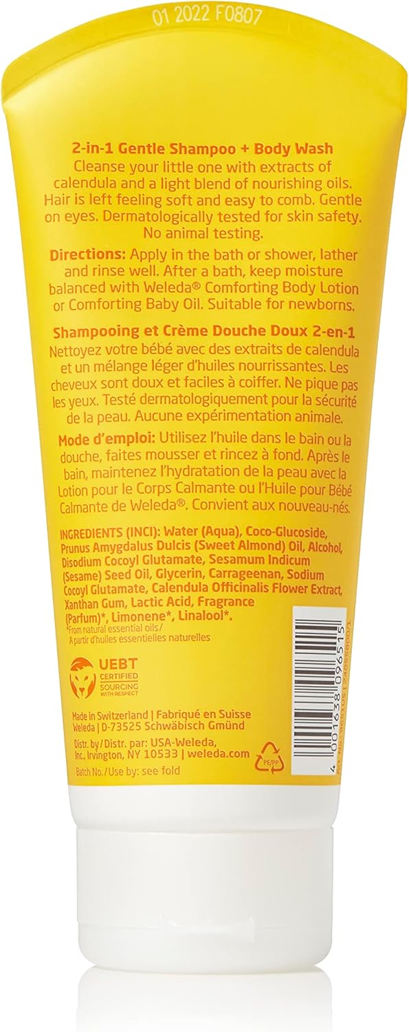 719DYxqTlJL._AC_SL1500_.jpg شامبو وغسول جسم كاليندولا من ويليدا، 200 مل، ابيض - الصورة 2