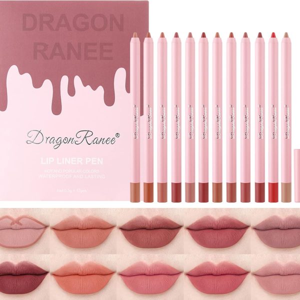 Gireatick 12 Colors High Pigmented Smooth Lip Liner Set, Long Lasting Fade Resistant Lip Pencil, Smudge-proof & Waterproof Red Nude Matte Velvet Lipstick Pen, Professional Lip Liner Set