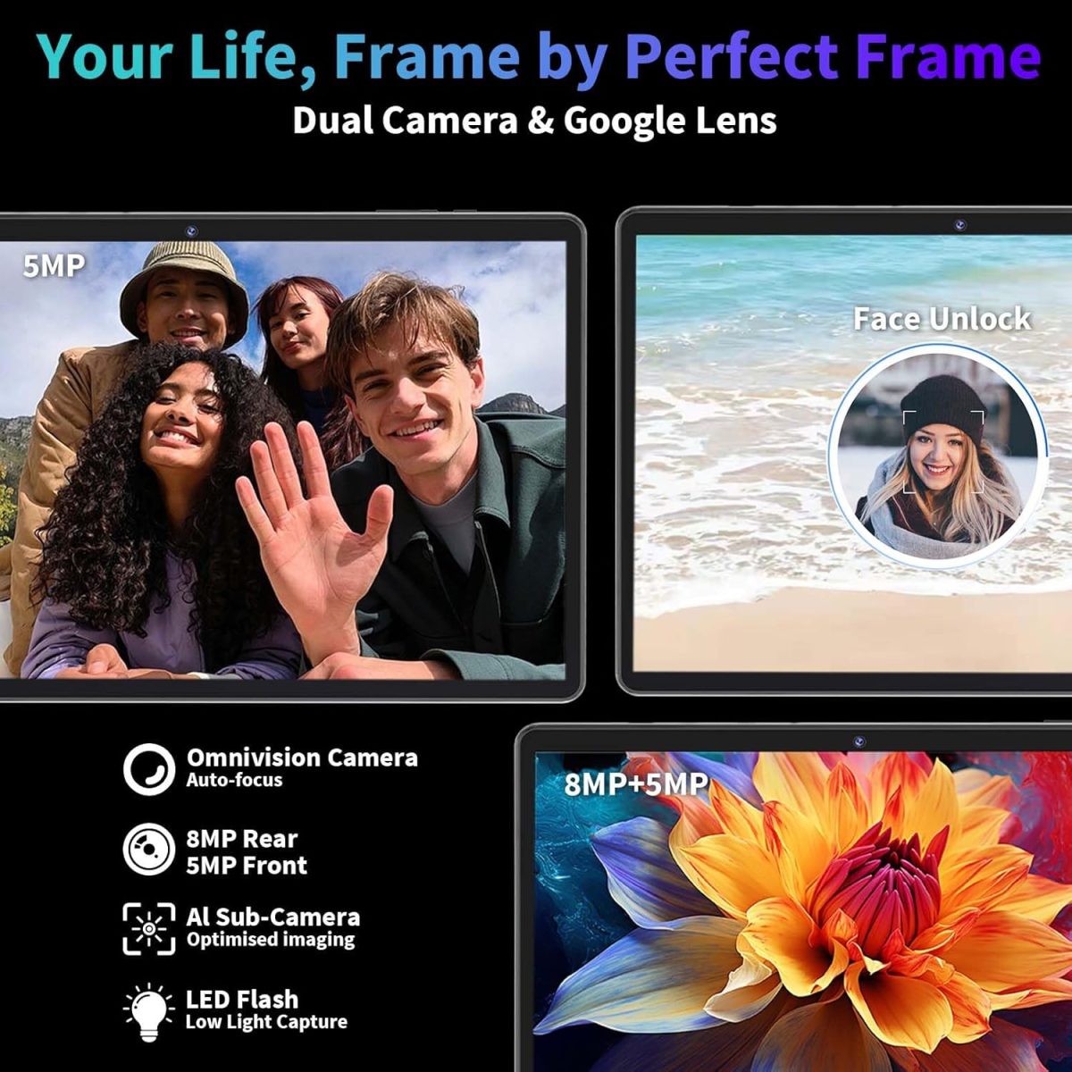 ⁦2025 Android 15 Tablet with Keyboard, 26GB(6+20)RAM+256 Storage(Expand to 2TB), 8000mAh Battery, Widevine L1, 10 Inch 2-in-1 Tablets with 5G/2.4G WiFi, BT5.0, GMS Certified, Mouse, Case, Stylus(Green)⁩ - الصورة ⁦8⁩