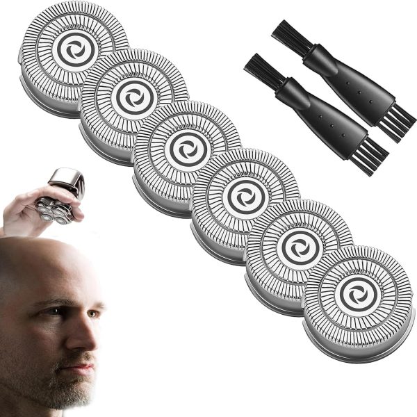 Head Shaver Replacement Heads Compatible with Skull Shaver Pitbull Gold PRO, Pitbull Silver PRO, Palm, Pitbull Platinum PRO,Pitbull Diamond PRO with 2 Brush 6 Pcs