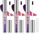 Set of 3 Colour Lip Stain Peel Off Set, Long Lasting Lip Tattoo & Waterproof Lip Tint Matte Finish, Non-stick Cup Removable Lip Liner 3 Pieces, Makeup Lip Gloss and Colour Lip Stain
