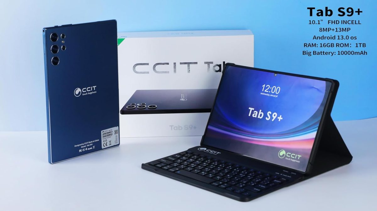 ⁦CCIT Tab S9+ Tablet 10.1 Inch FHD Android 13 Tablet PC 16GB RAM 1TB ROM 10000mAh Battery with Keyboard and Mouse Blue⁩ - الصورة ⁦5⁩