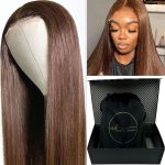 ⁦22Inche Straight Lace Front Wig Double Drawn Human Hair Pre Plucked Transparent13x4 Lace Frontal Wigs Human Hair with Baby Hair 200% Density Brazilian Human Hair Wigs for Woman Chocolate Brown #4⁩ - الصورة ⁦4⁩