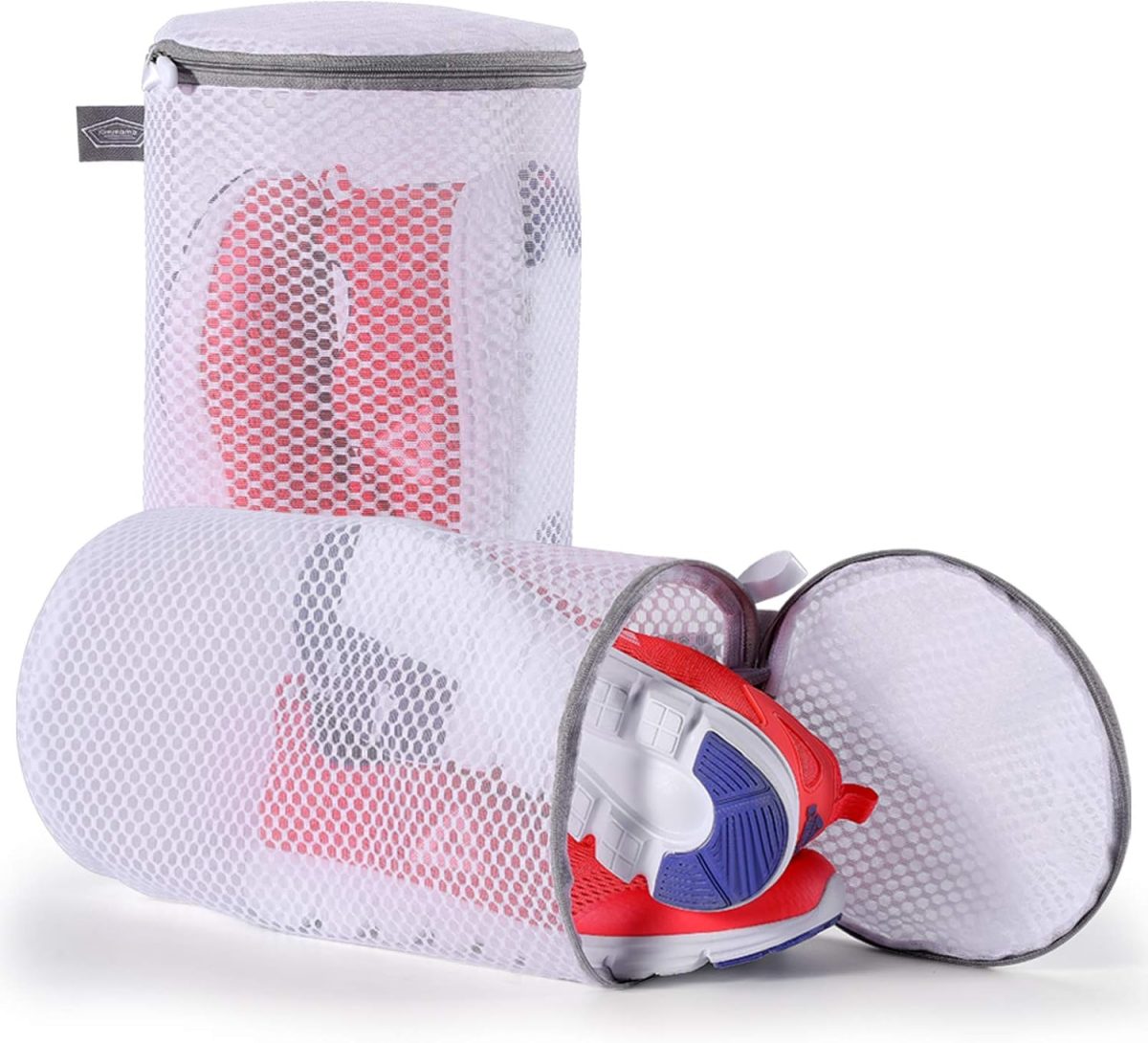Kimmama Shoe Washing Machine Bag, Laundry Bags Mesh Wash Bags, Net Washer Sack with Zipper, Dryer Pouch for Cleaning and Drying Footwear, Sneaker, Trainers, Plimsolls, Slippers, Gym, Running, Tennis