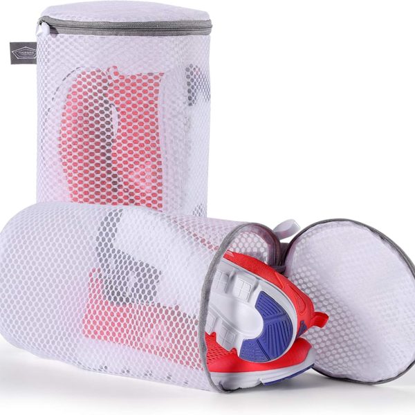 Kimmama Shoe Washing Machine Bag, Laundry Bags Mesh Wash Bags, Net Washer Sack with Zipper, Dryer Pouch for Cleaning and Drying Footwear, Sneaker, Trainers, Plimsolls, Slippers, Gym, Running, Tennis