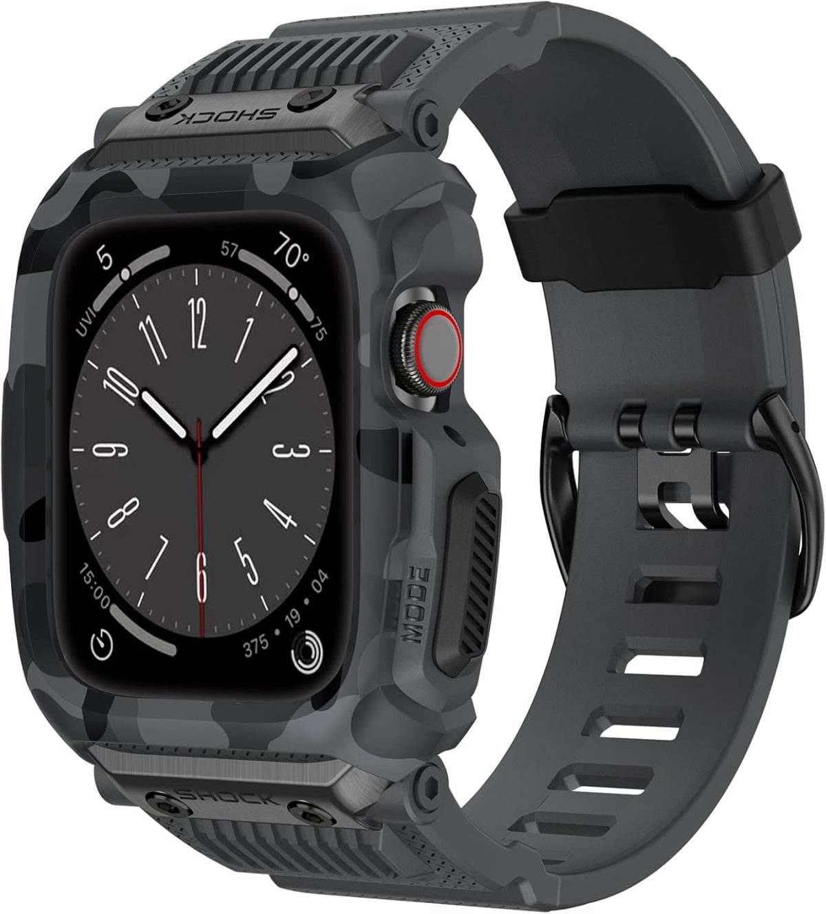 XMUXI Compatible with Apple Watch Band 45mm 44mm with Case, Rugged Sport Military TPU Strap with Bumper Cover for iWatch Series SE2 SE 9 8 7 6 5 4 for Man