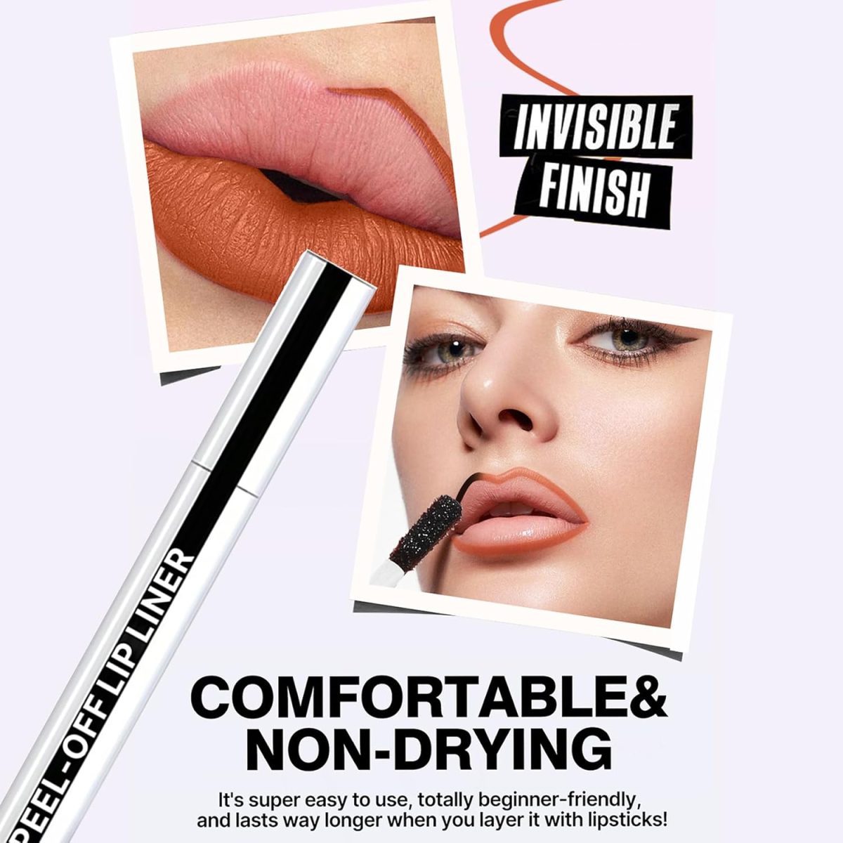 ⁦All-Day Wear Matte Peel Off Lip Stain Long Lasting Waterproof Lip Liner Highly Pigmented Non-Stick Lipstick Smudge-Proof Transfer-Proof (Mocha Smoke)⁩ - الصورة ⁦4⁩