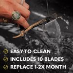 ⁦Khazna Straight Razor for Men - Premium Single Derby Blade Cutthroat Razor - 10 Replaceable Stainless Steel Blades - Barber Straight Edge Razor Kit - Navajas Para Barbero - Includes Leather Case⁩ - الصورة ⁦5⁩