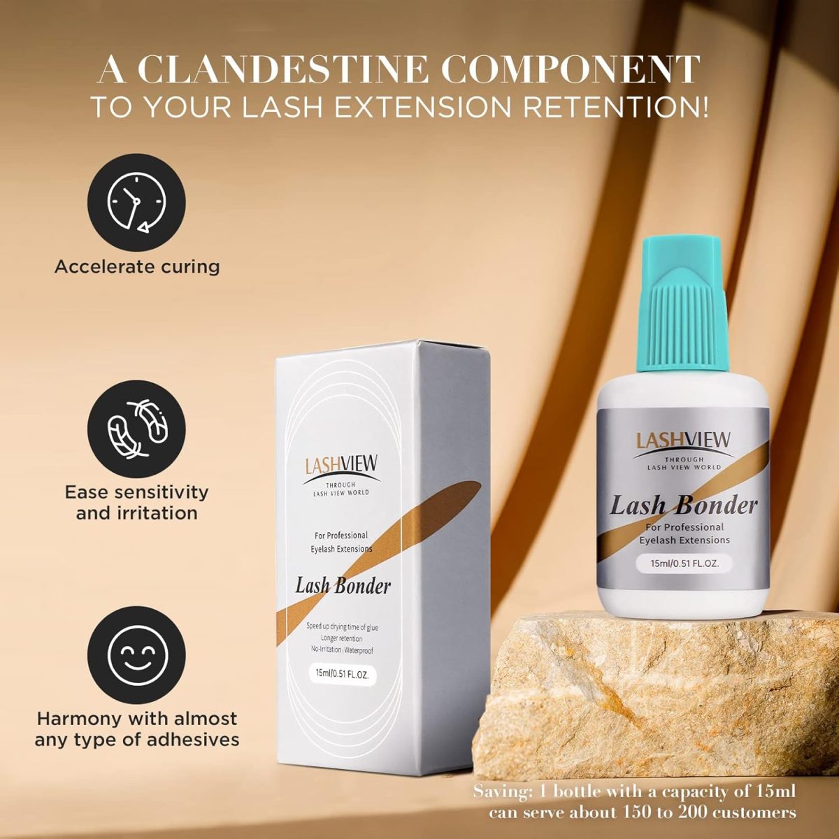 ⁦LASHVIEW Lash Bonder for Eyelash Extension,Lash Sealant,Glue Accelerator,Super Bonder Longer Retention,Low Irritation, Water Oil Proof,Increase Lash Retention by up to 30% (15ml)⁩ - الصورة ⁦8⁩