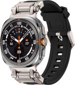 ⁦Compatible Galaxy Watch Ultra Bands 47mm for Men, Sport Band with Durable Armor Design, Silicone Rubber Strap with Stainless Steel Metal Connector, Military Rugged Galaxy Watch 7 Ultra Bands⁩ - الصورة ⁦9⁩
