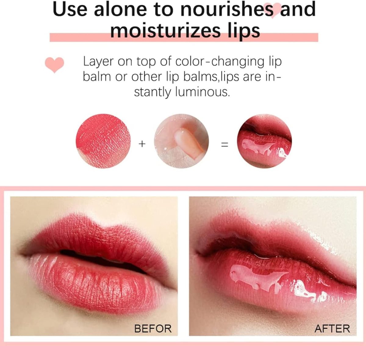 ⁦Minfei Plumping Lip Oil, Hydrating Lip Gloss Transparent Lip Blam, For Lip Care Plumping Lip Oil Not Sticky, Long Lasting Nourishing Create Glossy Shimmery Lips (Rose+Cherry Red)⁩ - الصورة ⁦4⁩