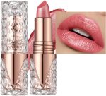احمر شفاه بيرل لامع بلون زهري عالي التاثير، احمر شفاه مرطب ناعم وخفيف الوزن، احمر شفاه لامع ماسي مقاوم للماء ويدوم طويلا للنساء
