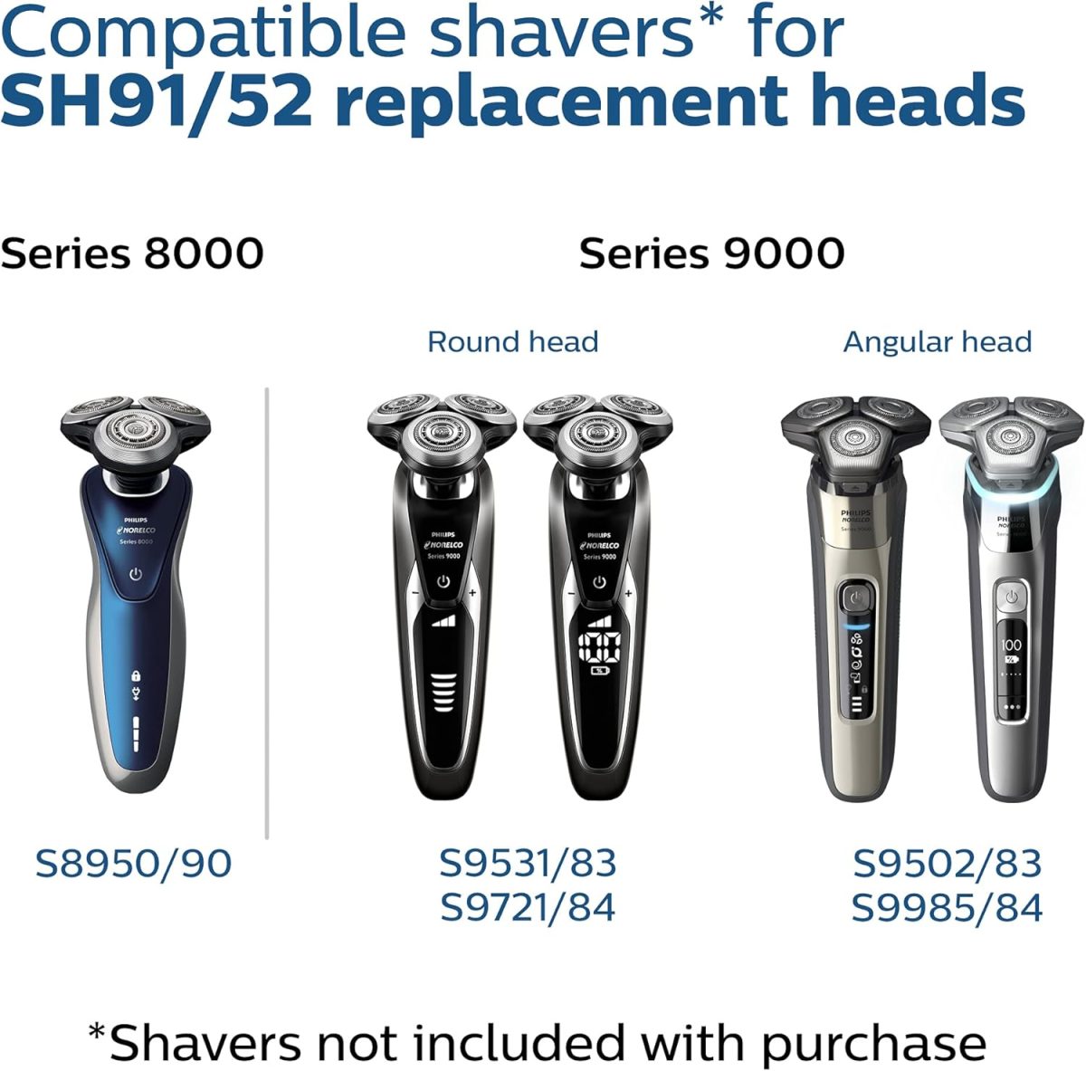 ⁦Philips Norelco Genuine SH91/52 Replacement Shaving Heads Compatible with Norelco Shaver Series S9000 and 9000 Prestige, Latest Version for Refreshed SH90/70, SH98/70, and SH98/80⁩ - الصورة ⁦5⁩