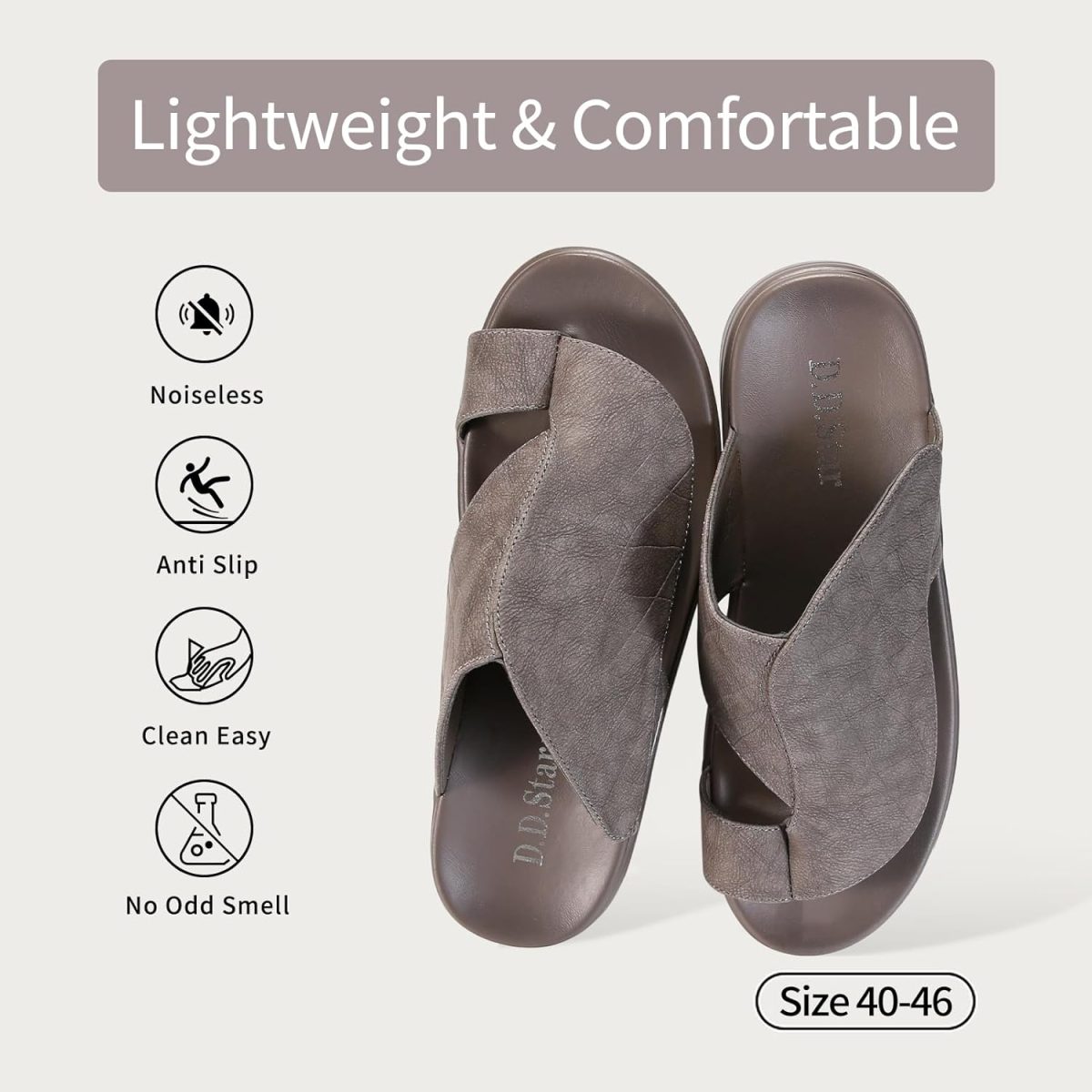 ⁦D.D.Star Slippers For Men, Big Size Comfortable And Memory Foam Sole Arabic Mens Thong Sandals Size 40 To 47.⁩ - الصورة ⁦5⁩