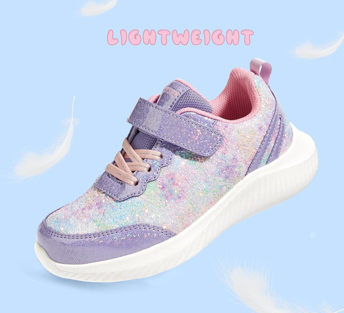 ⁦LUCKY STEP Kid's Glitter Fashion Sneakers Sparkly Princess Tennis Bling Shiny Sequins Athletic Walking School Shoes for Children/Boys/Girls⁩ - الصورة ⁦4⁩