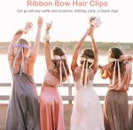 ⁦6PCS Bow Hair Clips, Soft Silky Stain Ribbon Hair Clips for Women, Cute Hair Bows with Long Tail, Solid Bows for Female Thick Thin Long Hair,Hair Accessories (Macaron)⁩ - الصورة ⁦8⁩