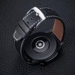 ⁦Black 22mm Genuine Leather Watch Strap Classic Vintage Band with Stainless Steel Buckle for Men⁩ - الصورة ⁦2⁩
