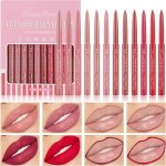 مجموعة اقلام تحديد شفاه واحمر شفاه مات من 12 لون، مجموعة مكياج مخملية نود من ون ستيب، ملمع شفاه مقاوم للماء ويدوم طويلا للنساء، للحصول على مظهر شفاه غير لامع مثالي