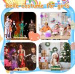 ⁦BSBUY Belle Costume, Girls Beauty and the Beast Costumes, 6 Pieces Princess Belle Dress, with Crown Wand Gloves, Girls Beautiful Dresses Set for Cosplay Christmas Party Halloween, 100⁩ - الصورة ⁦5⁩