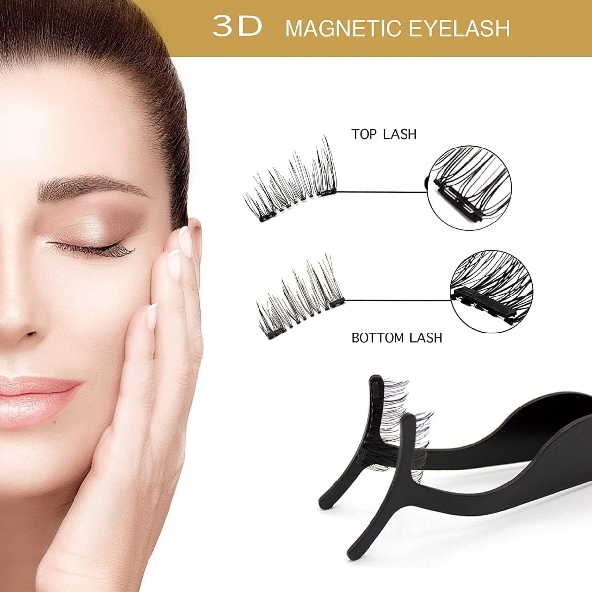 ⁦Joyzzz Magnetic Lashes, 8 PCS Reusable Magnetic Eyelashes with Applicator and Storage Box, Glue Free False Eyelashes with Natural 3D Effect, Cosmetics Perfect for Daily Use and Special Occasions⁩ - الصورة ⁦5⁩