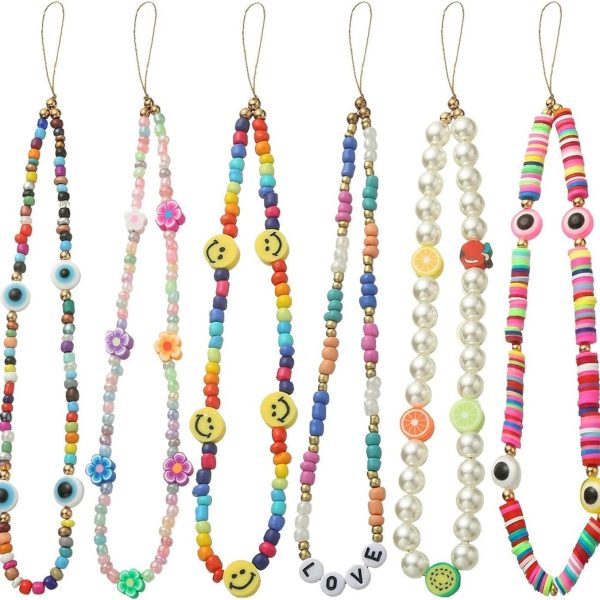 6 قطع من حبل الهاتف للفتيات والنساء، سلسلة ساحرة للهاتف المحمول مع حزام حبل كاميرا