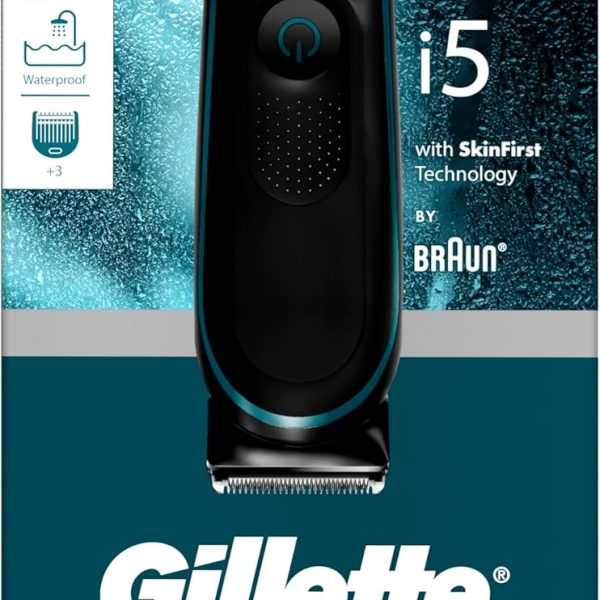 Gillette Body and Intimate Trimmer i5, Pubic Hair Trimmer for Men, Waterproof Body Shaver, Trimmer for Private Men Parts, Wet/Dry Use, Men's Personal Care, Ball Trimmer with