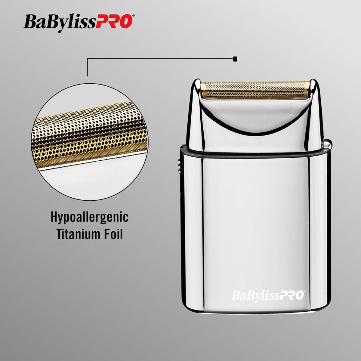 ⁦BaBylissPRO Cordless Metal Single Foil Shaver, Silver, 1 Count⁩ - الصورة ⁦2⁩