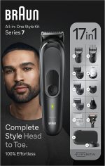 ⁦Braun MGK7491 Series 7 All-in-One Trimmer 17-in-1 Kit for Beard, Hair, Body & More⁩ - الصورة ⁦8⁩