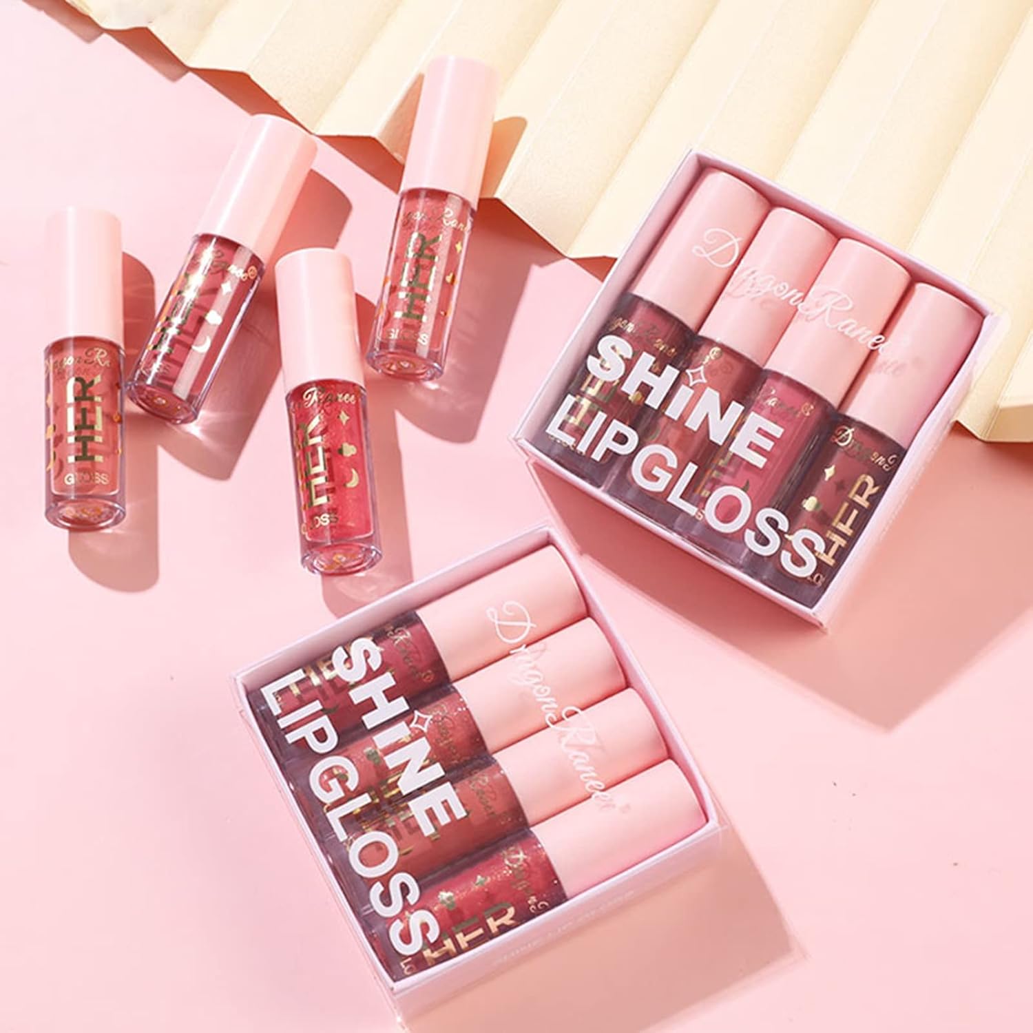 71I5iOYxfcL._AC_SL1500_.jpg Azonee 8 Pcs Shimmer Lip Gloss Crystal Jelly Liquid Lipstick Set Moisturizing Hydrating Long Lasting Lip Gel With Pink Box (A&B) - الصورة 5