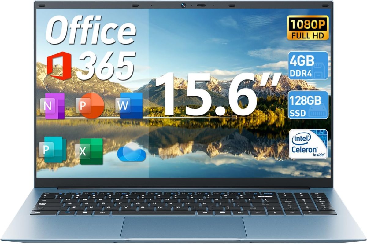 Naclud 15.6 Inch Laptops, Laptop Computers with 4GB RAM 128GB SSD, Celeron N5095 Quad-Core CPU(Up to 2.9GHz), 1920×1080 FHD IPS, Support WiFi6, 53Wh Battery, USB 3.2 * 3, HDMI, Type-C