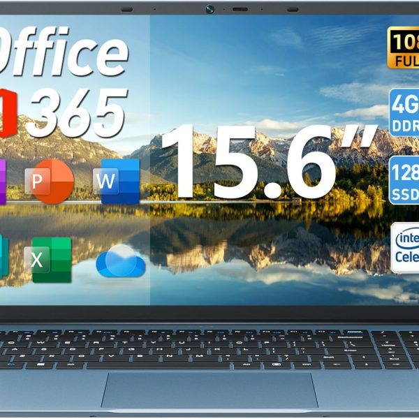 Naclud 15.6 Inch Laptops, Laptop Computers with 4GB RAM 128GB SSD, Celeron N5095 Quad-Core CPU(Up to 2.9GHz), 1920×1080 FHD IPS, Support WiFi6, 53Wh Battery, USB 3.2 * 3, HDMI, Type-C