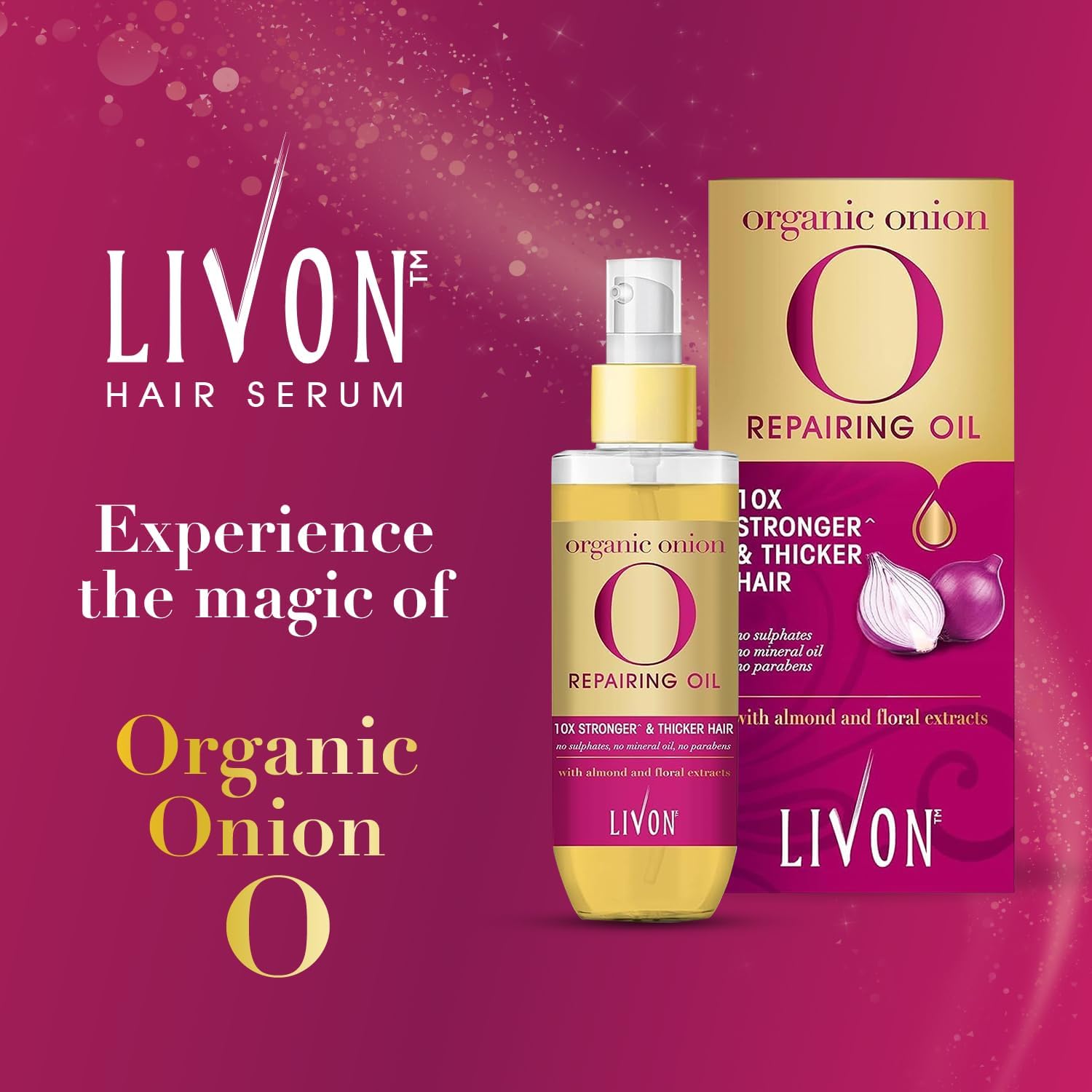 71IAh3rMtL._AC_SL1500_.jpg Livon Organic Onion Repairing Serum Oil |For Stronger & Thicker Hair | Enriched with Almond & Floral Extracts | Sulphate & Paraben Free | Lightweight & Non Greasy | 100ml - الصورة 2