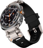 Compatible Galaxy Watch Ultra Bands 47mm for Men, Sport Band with Durable Armor Design, Silicone Rubber Strap with Stainless Steel Metal Connector, Military Rugged Galaxy Watch 7 Ultra Bands