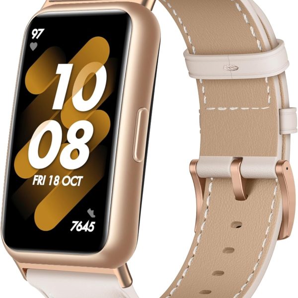 KoGiio Vintage Leder Armband für Huawei band 7, Herren Damen Ersatz Weich Uhrenarmbänder, Metallschnalle Atmungsaktiv Ersatzarmband Kompatibel mit Huawei Band 7