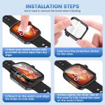 ⁦RUEKAN 2 Pack Screen Protector Case for Huawei Watch Fit 4 Pro, Hard PC Bumper Cover Built-in HD Tempered Glass Screen Protector Shell Cover (Black+Blue, Huawei Watch Fit 4 Pro)⁩ - الصورة ⁦8⁩