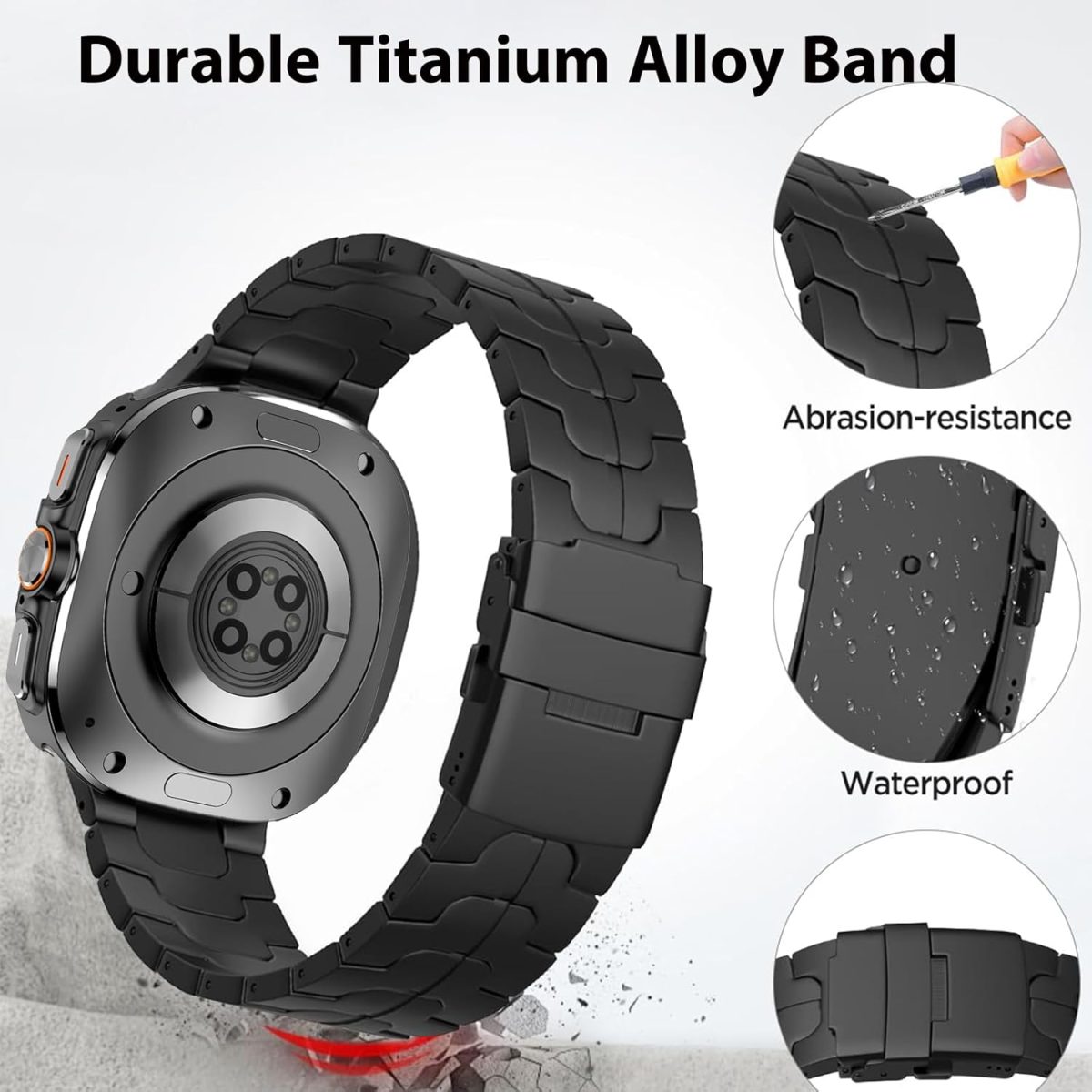 ⁦Newentor No Gaps Bands Compatible with Samsung Galaxy Ultra 2025 Strap Stainless Steel Metal Replacement Watch 8 47mm Strap Women Men Black⁩ - الصورة ⁦3⁩
