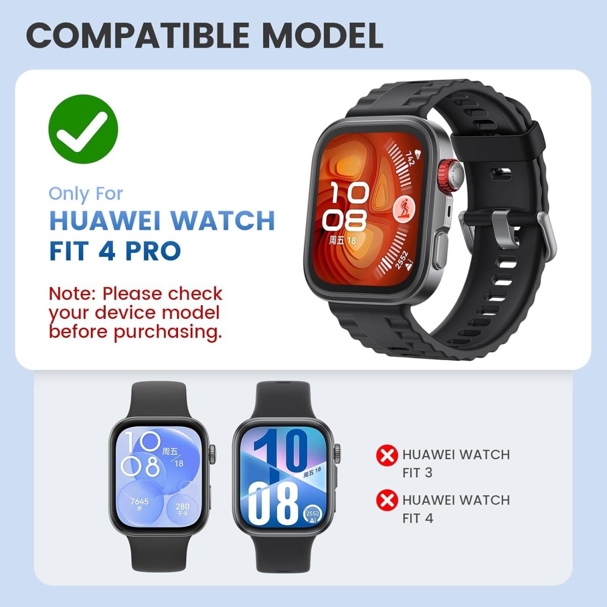 ⁦RUEKAN 2 Pack Screen Protector Case for Huawei Watch Fit 4 Pro, Hard PC Bumper Cover Built-in HD Tempered Glass Screen Protector Shell Cover (Black+Blue, Huawei Watch Fit 4 Pro)⁩ - الصورة ⁦2⁩