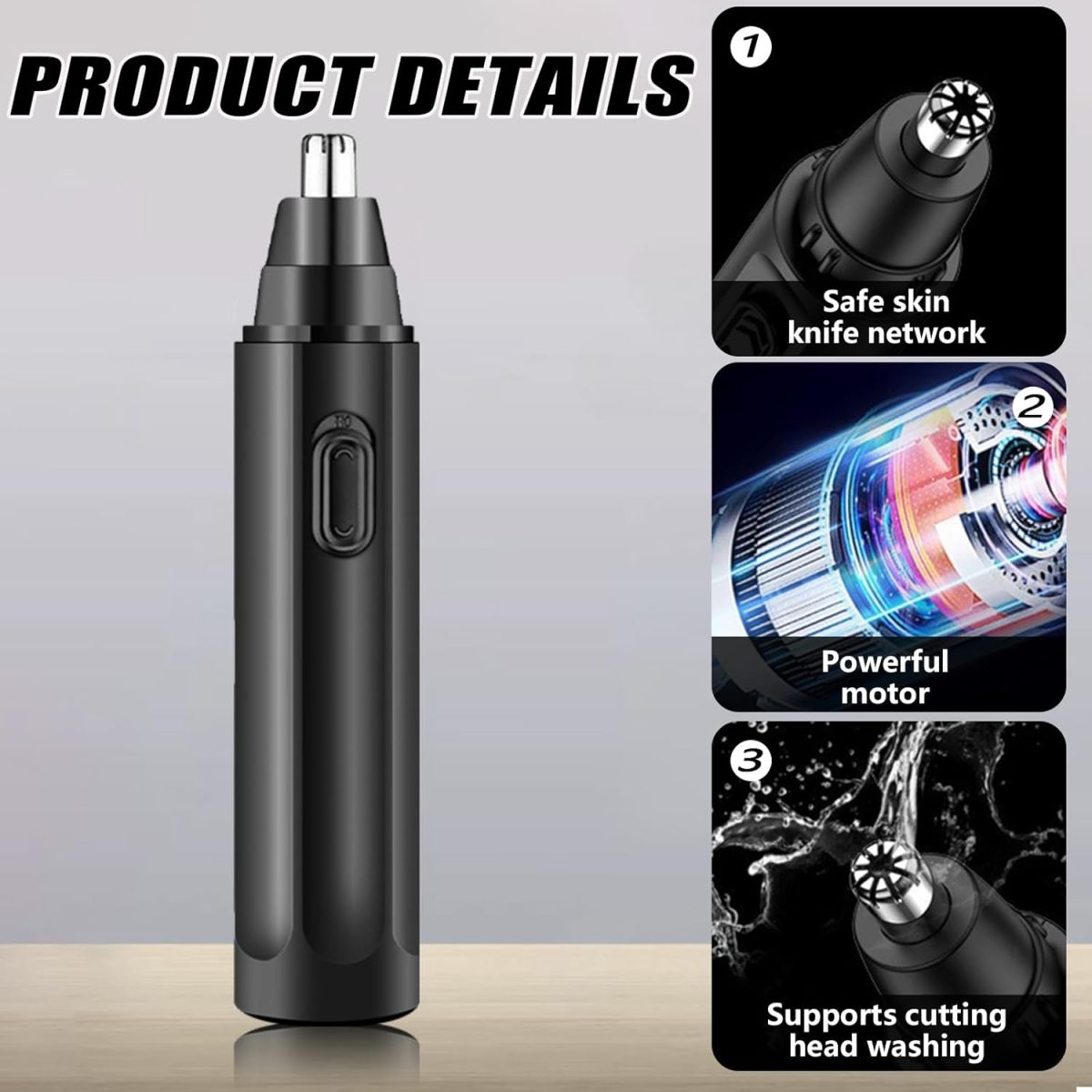 ⁦Electric Nose Hair Trimmer for Men and Women Battery Operated Clipper Waterproof Tool with Rotary Blade for Precision⁩ - الصورة ⁦3⁩