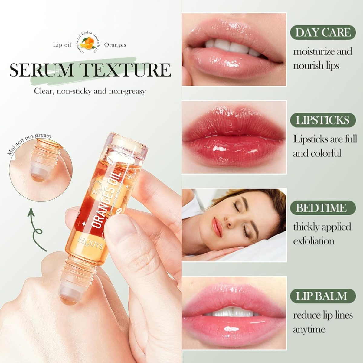 ⁦4 Pcs Hydrating Lip Gloss, Fruit Flavored Lip Oil Long Lasting Glow Balm Care, Roll On Lip Gloss Set, Transparent Plumping Lipgloss for Teens and Kids, Lipstick Moisturizing Lip Balm for Women & Girl⁩ - الصورة ⁦6⁩