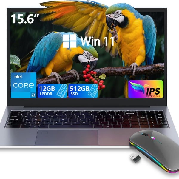 Laptop Gaming,with Backlit Keyboard-Core Laptop i3 (2C/4T, Up to 3.2GHz), 12GB DDR4 RAM+512GB NVMe SSD, 15.6" FHD IPS 180° Viewing Angle, WiFi&Bluetooth-Aluminum Portable Laptop Computer-Metallic Grey