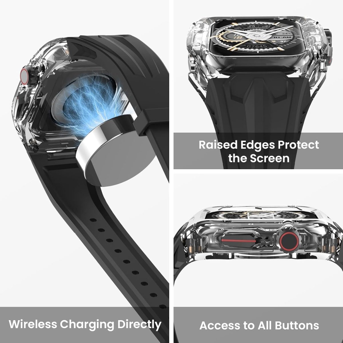 ⁦Rugged Case & Band for Apple Watch 46mm - Shockproof TPU Strap with PC Bumper, Compatible with Ultra 2/Series 10/9/8/7/6/SE/5/4 (Men/Women)⁩ - الصورة ⁦4⁩